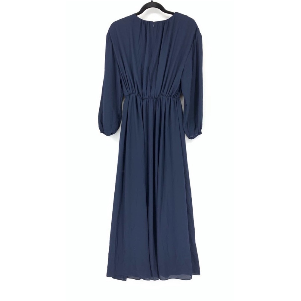 Modern Citizen Womens Sz XS Dress Maxi Long Sleeve Navy Gathered Elastic Waist